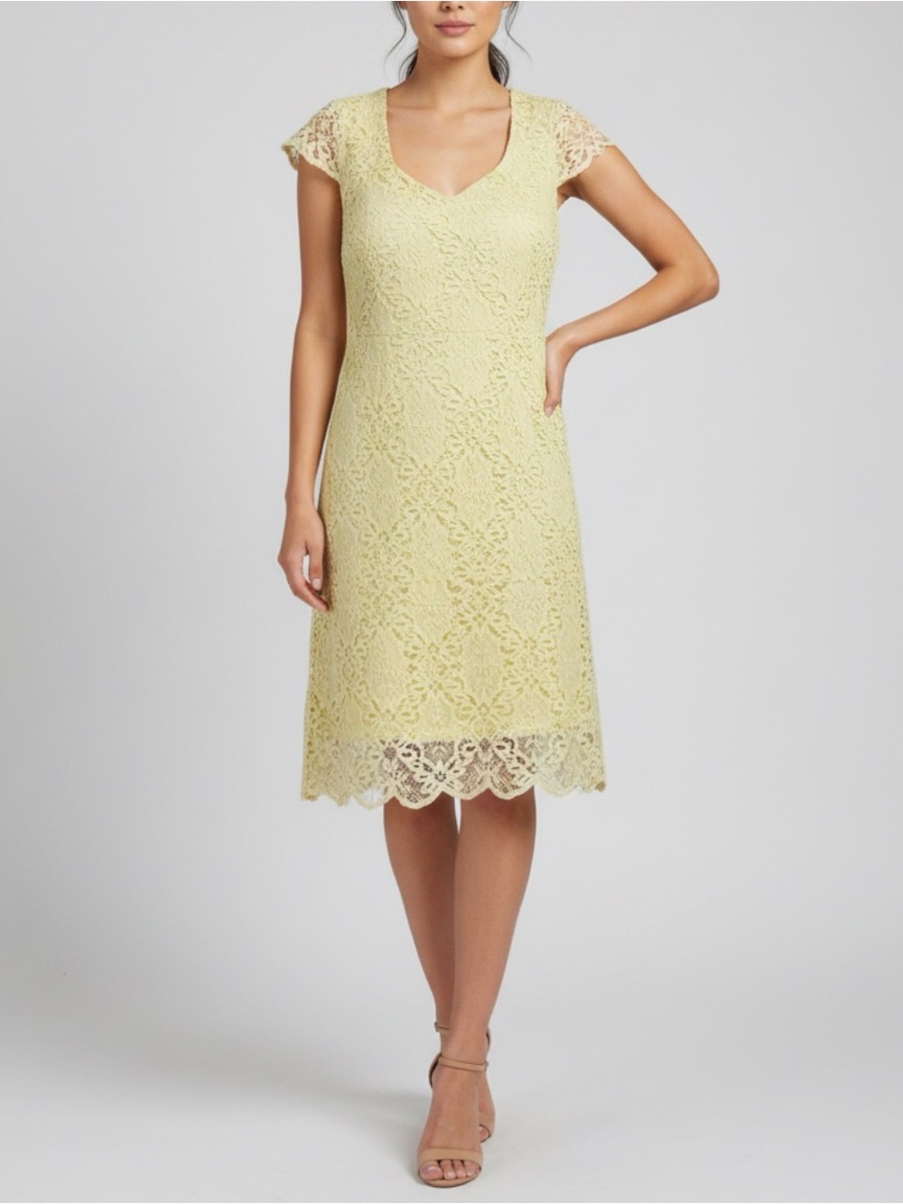 Francesca's Collections Yellow Lace Mini Dress